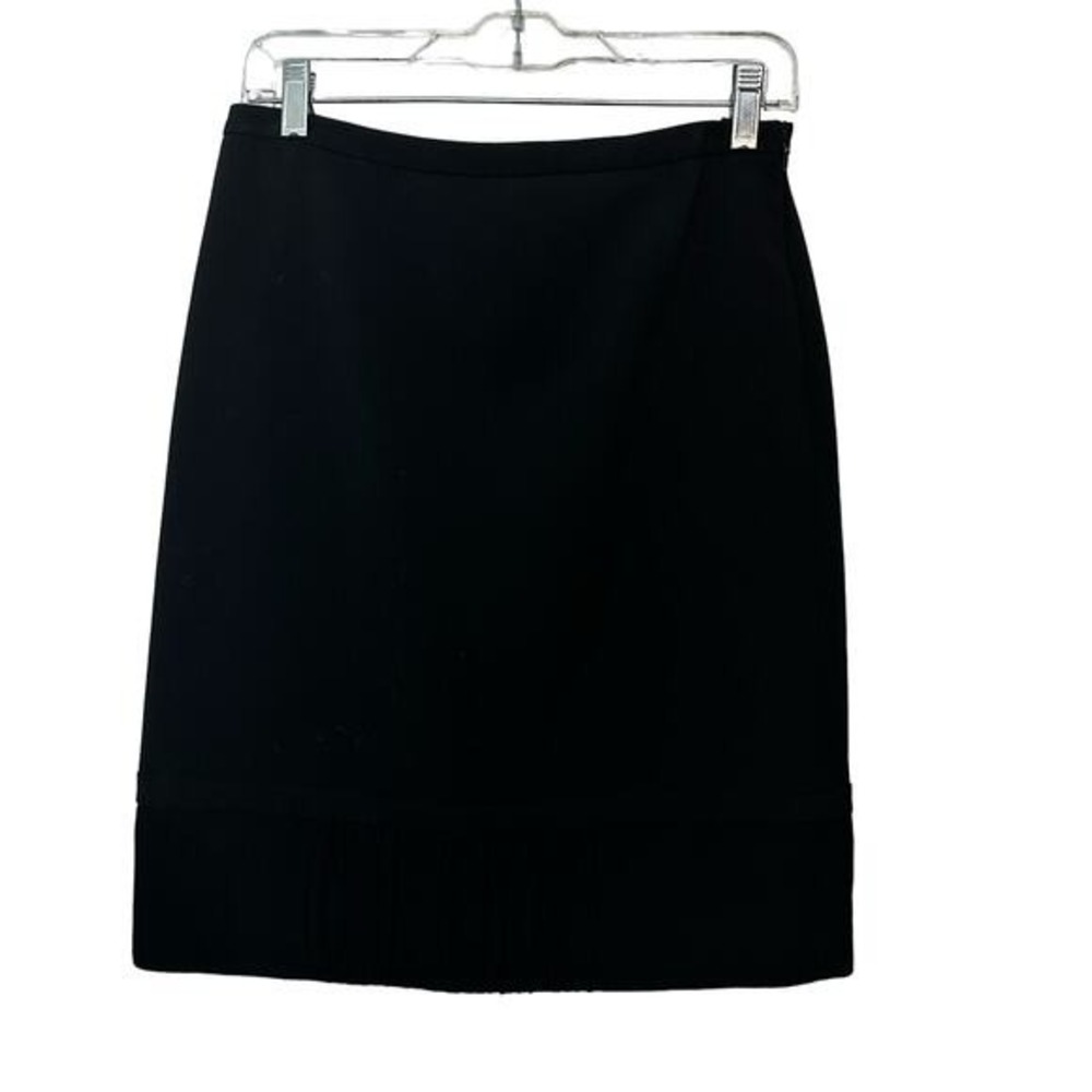 Etcetera Black Pencil Skirt Women Size 4 Career Office Lined Pleated Hem Classic